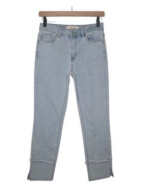 Charlie B Womens Light Wash Y2K Mid Rise Cuffed Slit Ankle Cropped Denim Jeans 4